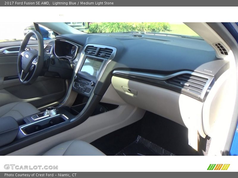 Lightning Blue / Medium Light Stone 2017 Ford Fusion SE AWD