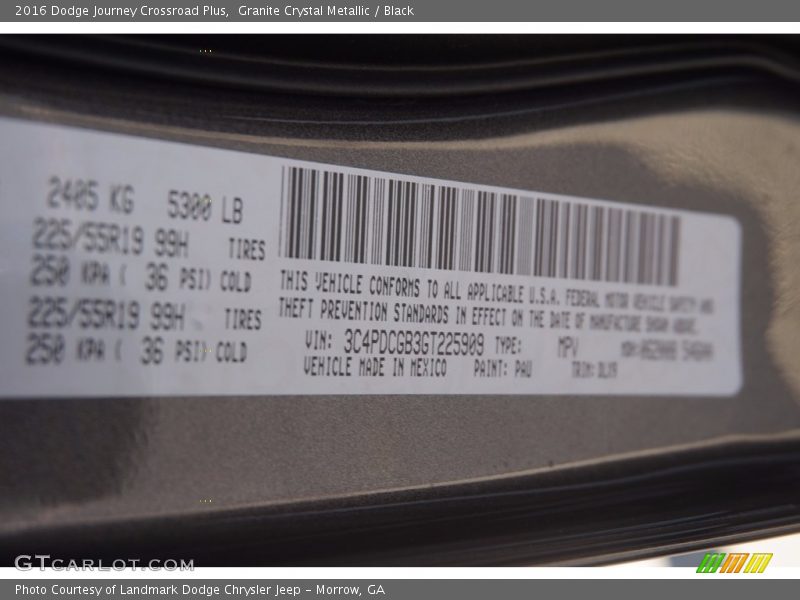 Granite Crystal Metallic / Black 2016 Dodge Journey Crossroad Plus
