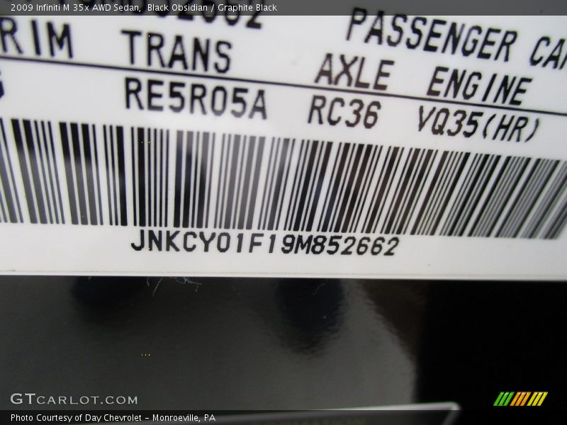 Black Obsidian / Graphite Black 2009 Infiniti M 35x AWD Sedan