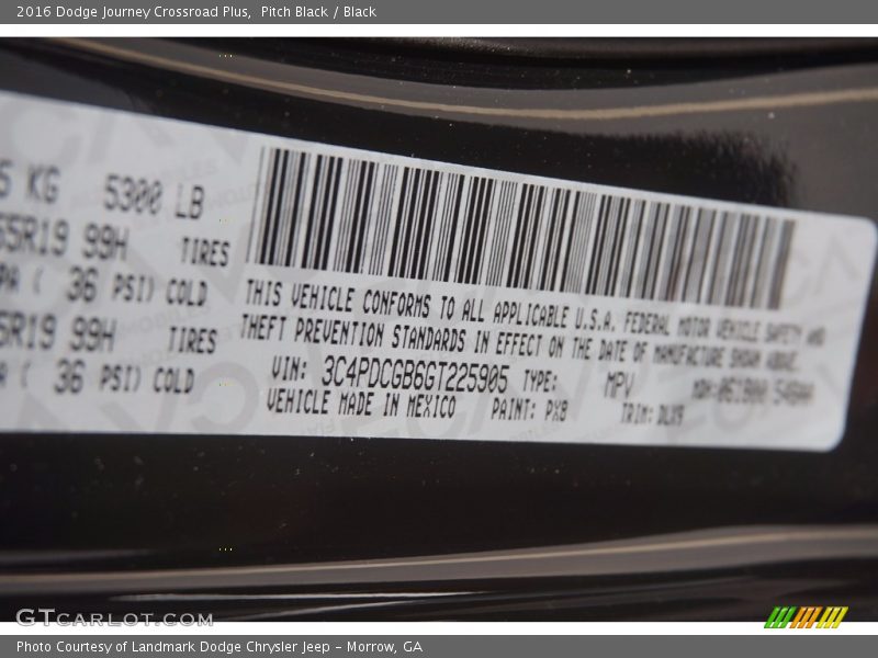 Pitch Black / Black 2016 Dodge Journey Crossroad Plus