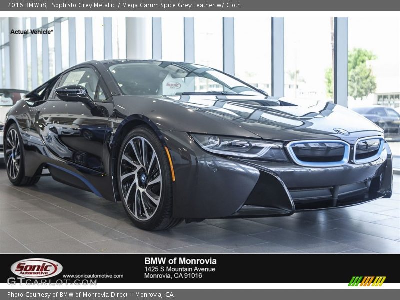 Sophisto Grey Metallic / Mega Carum Spice Grey Leather w/ Cloth 2016 BMW i8
