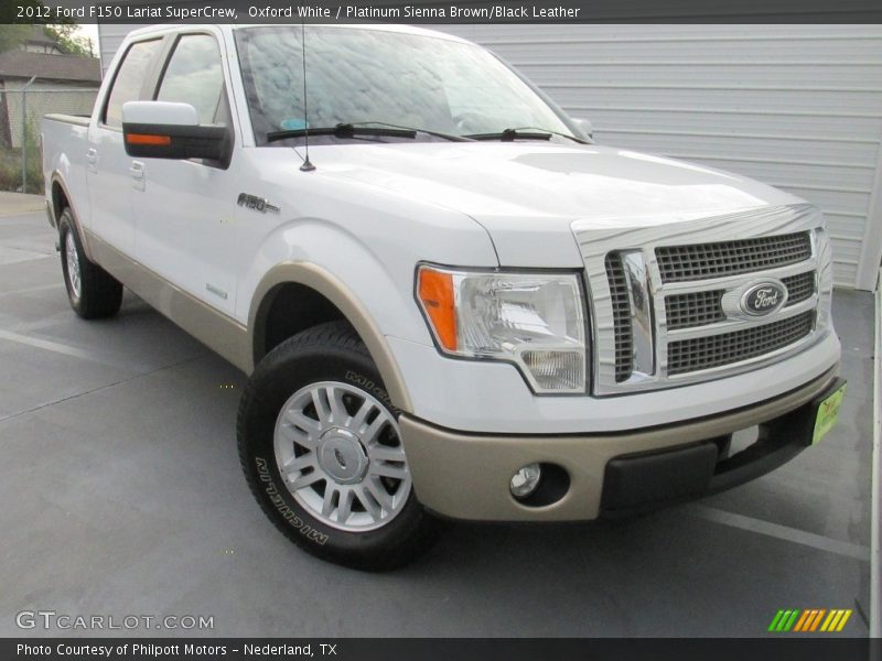Oxford White / Platinum Sienna Brown/Black Leather 2012 Ford F150 Lariat SuperCrew