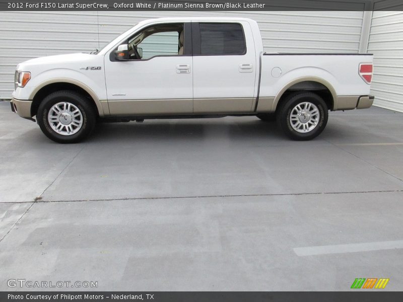 Oxford White / Platinum Sienna Brown/Black Leather 2012 Ford F150 Lariat SuperCrew