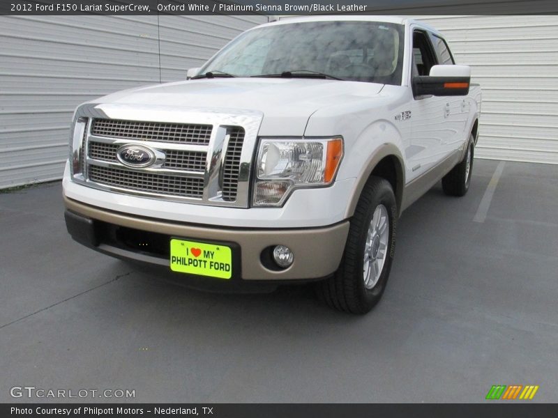 Oxford White / Platinum Sienna Brown/Black Leather 2012 Ford F150 Lariat SuperCrew