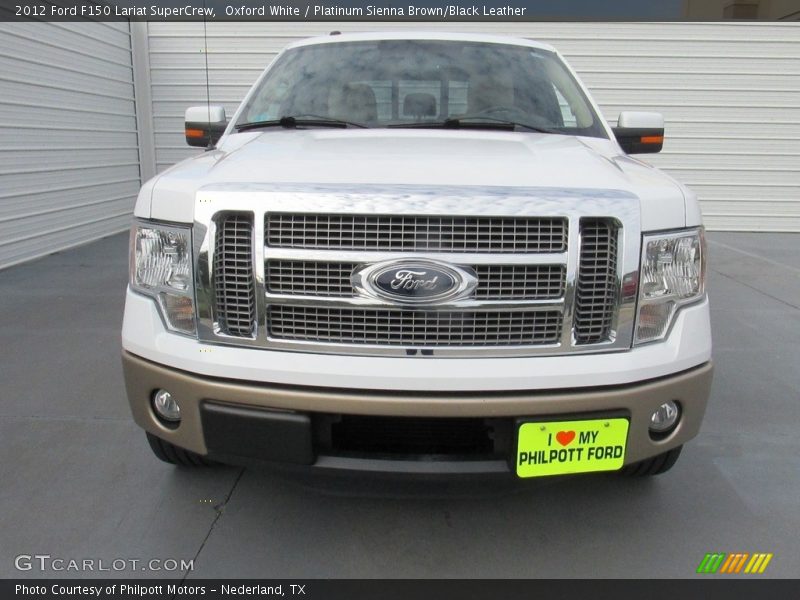 Oxford White / Platinum Sienna Brown/Black Leather 2012 Ford F150 Lariat SuperCrew
