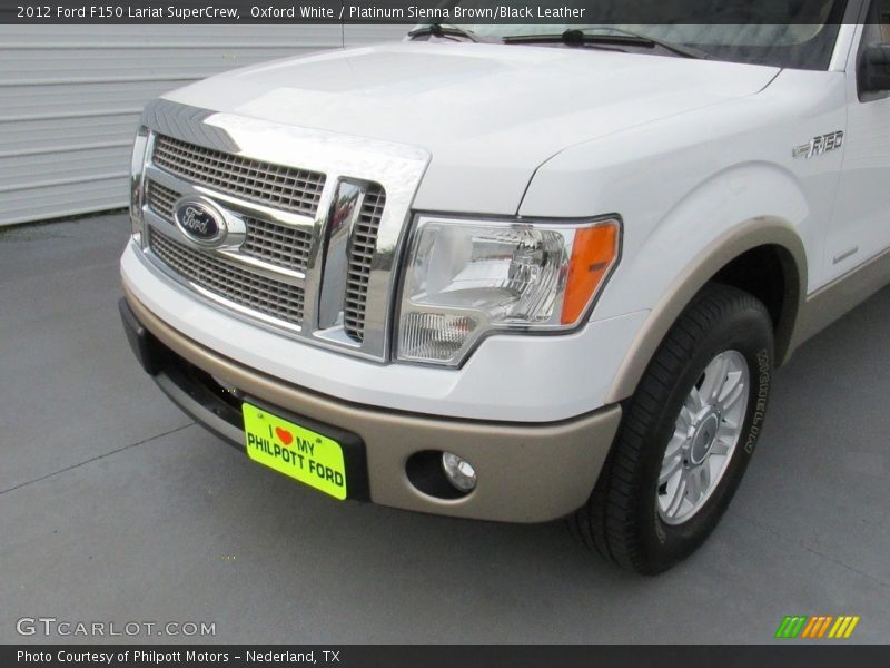 Oxford White / Platinum Sienna Brown/Black Leather 2012 Ford F150 Lariat SuperCrew
