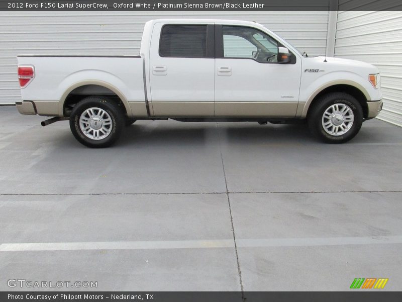Oxford White / Platinum Sienna Brown/Black Leather 2012 Ford F150 Lariat SuperCrew