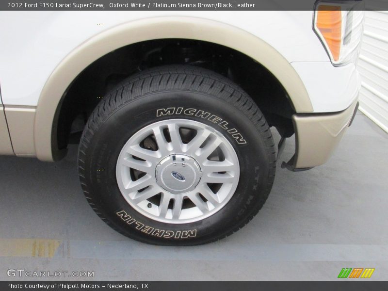Oxford White / Platinum Sienna Brown/Black Leather 2012 Ford F150 Lariat SuperCrew