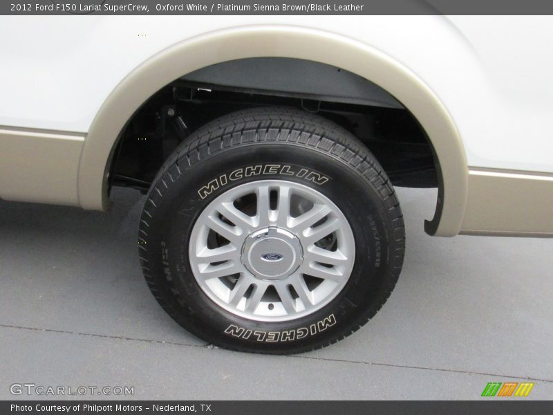 Oxford White / Platinum Sienna Brown/Black Leather 2012 Ford F150 Lariat SuperCrew