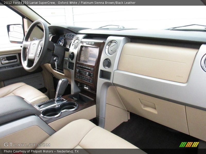 Oxford White / Platinum Sienna Brown/Black Leather 2012 Ford F150 Lariat SuperCrew