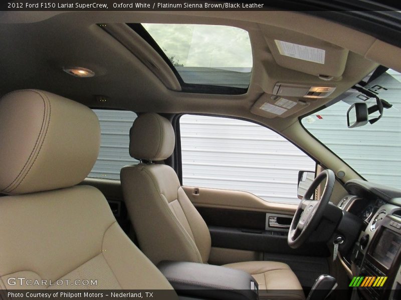 Oxford White / Platinum Sienna Brown/Black Leather 2012 Ford F150 Lariat SuperCrew