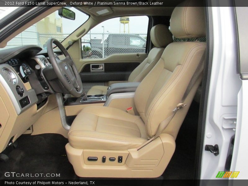 Oxford White / Platinum Sienna Brown/Black Leather 2012 Ford F150 Lariat SuperCrew