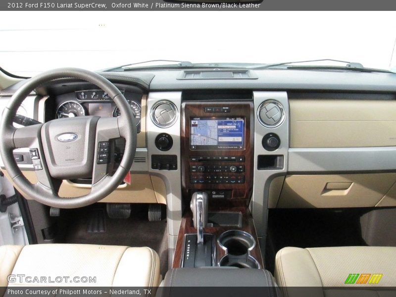 Oxford White / Platinum Sienna Brown/Black Leather 2012 Ford F150 Lariat SuperCrew