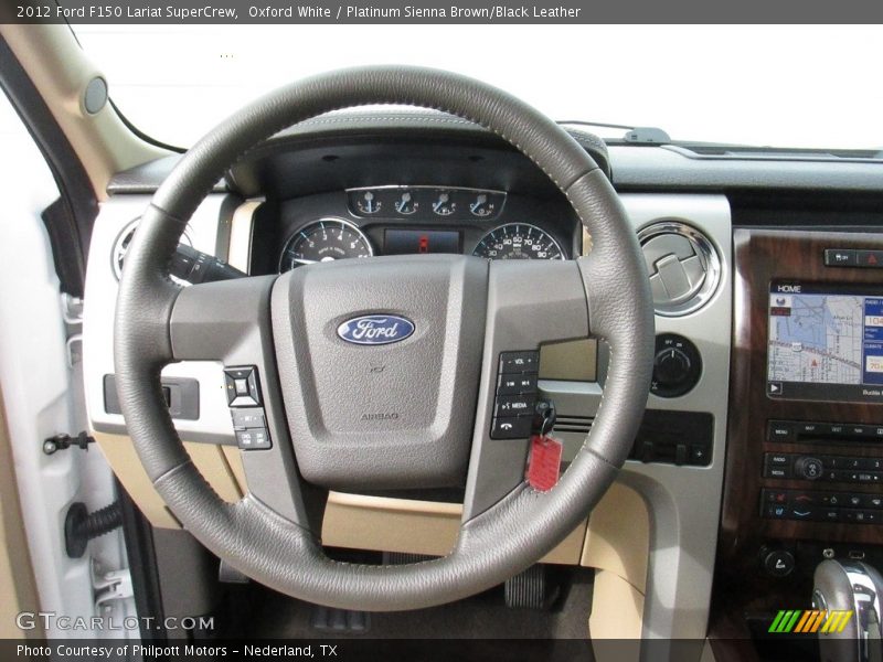 Oxford White / Platinum Sienna Brown/Black Leather 2012 Ford F150 Lariat SuperCrew
