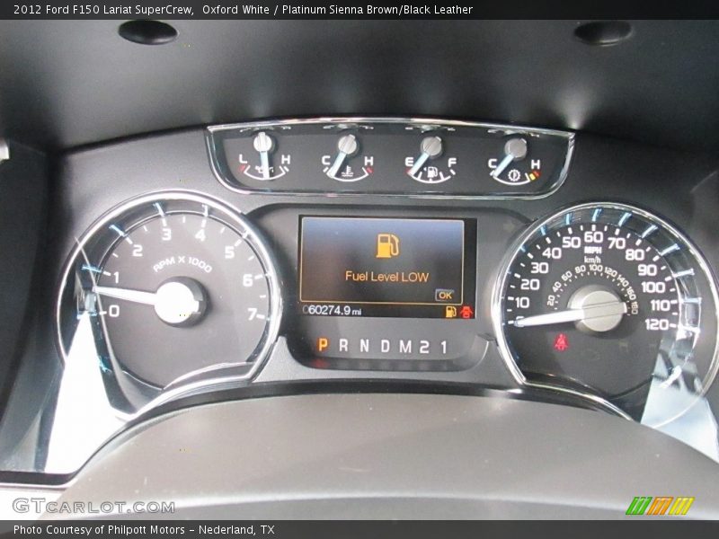 Oxford White / Platinum Sienna Brown/Black Leather 2012 Ford F150 Lariat SuperCrew