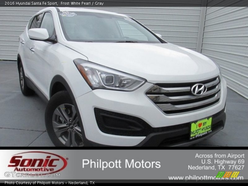 Frost White Pearl / Gray 2016 Hyundai Santa Fe Sport