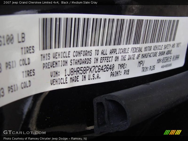 Black / Medium Slate Gray 2007 Jeep Grand Cherokee Limited 4x4