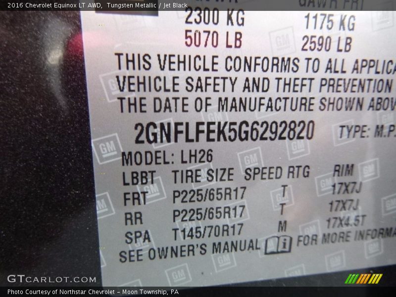 Tungsten Metallic / Jet Black 2016 Chevrolet Equinox LT AWD