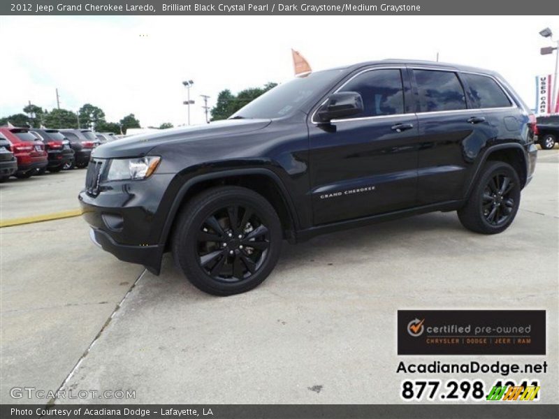 Brilliant Black Crystal Pearl / Dark Graystone/Medium Graystone 2012 Jeep Grand Cherokee Laredo