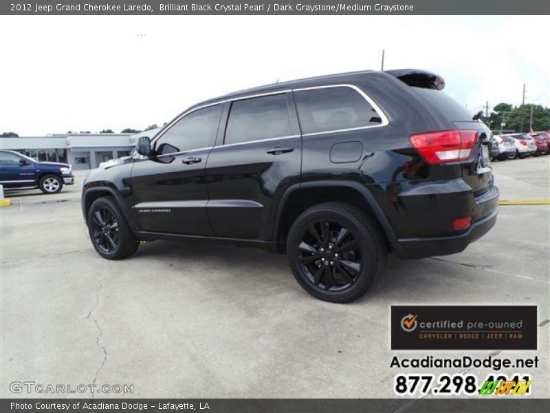 Brilliant Black Crystal Pearl / Dark Graystone/Medium Graystone 2012 Jeep Grand Cherokee Laredo