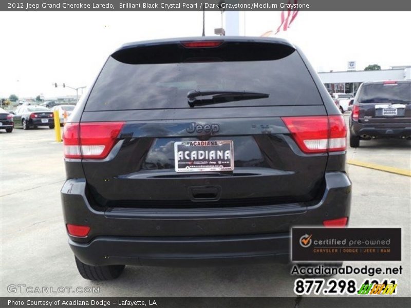 Brilliant Black Crystal Pearl / Dark Graystone/Medium Graystone 2012 Jeep Grand Cherokee Laredo