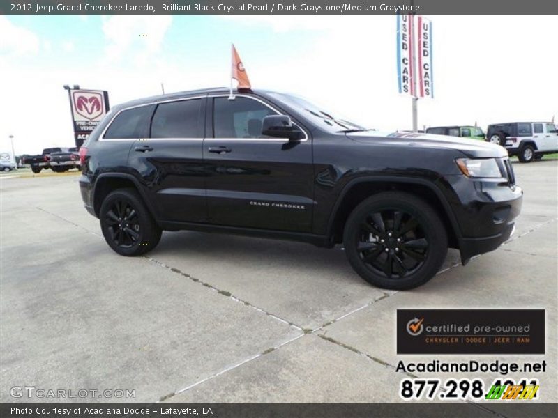 Brilliant Black Crystal Pearl / Dark Graystone/Medium Graystone 2012 Jeep Grand Cherokee Laredo