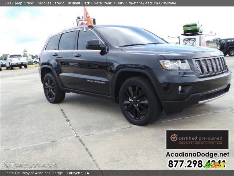 Brilliant Black Crystal Pearl / Dark Graystone/Medium Graystone 2012 Jeep Grand Cherokee Laredo