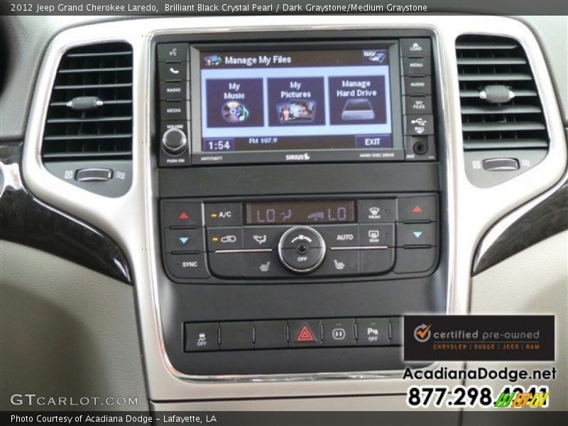 Brilliant Black Crystal Pearl / Dark Graystone/Medium Graystone 2012 Jeep Grand Cherokee Laredo