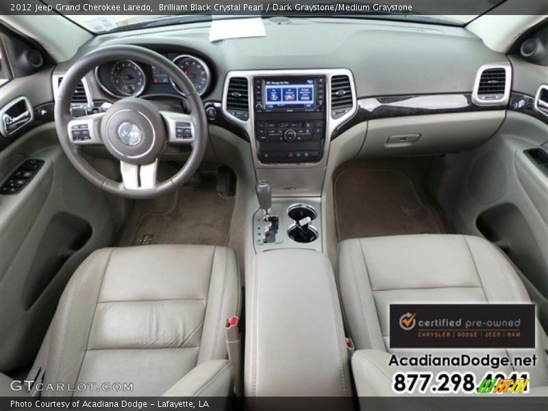 Brilliant Black Crystal Pearl / Dark Graystone/Medium Graystone 2012 Jeep Grand Cherokee Laredo