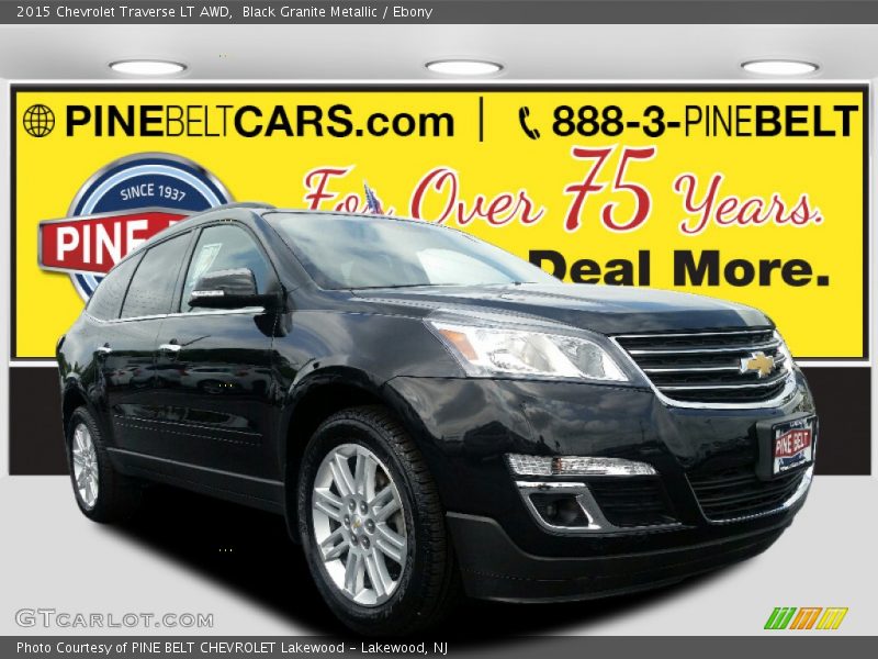 Black Granite Metallic / Ebony 2015 Chevrolet Traverse LT AWD