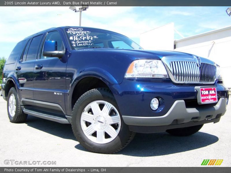 Dark Blue Pearl Metallic / Camel 2005 Lincoln Aviator Luxury AWD