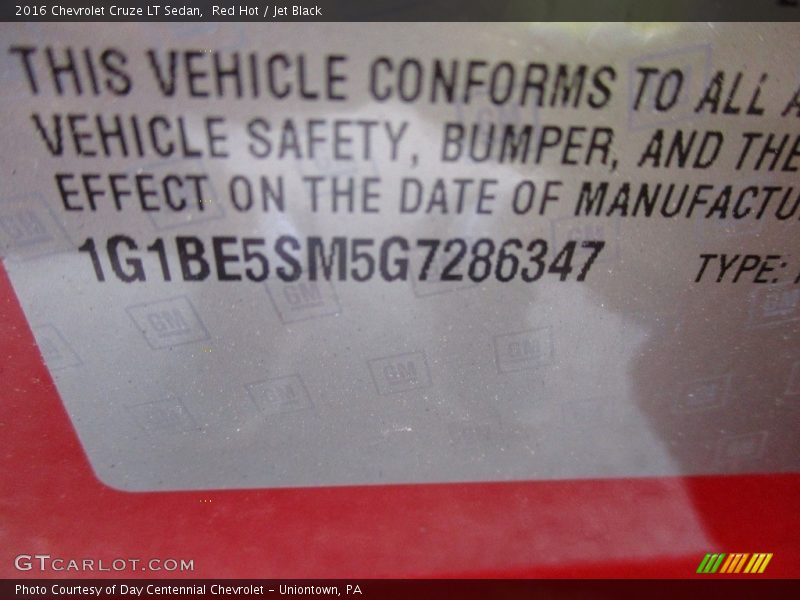 Red Hot / Jet Black 2016 Chevrolet Cruze LT Sedan
