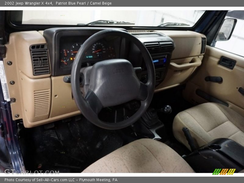 Patriot Blue Pearl / Camel Beige 2002 Jeep Wrangler X 4x4