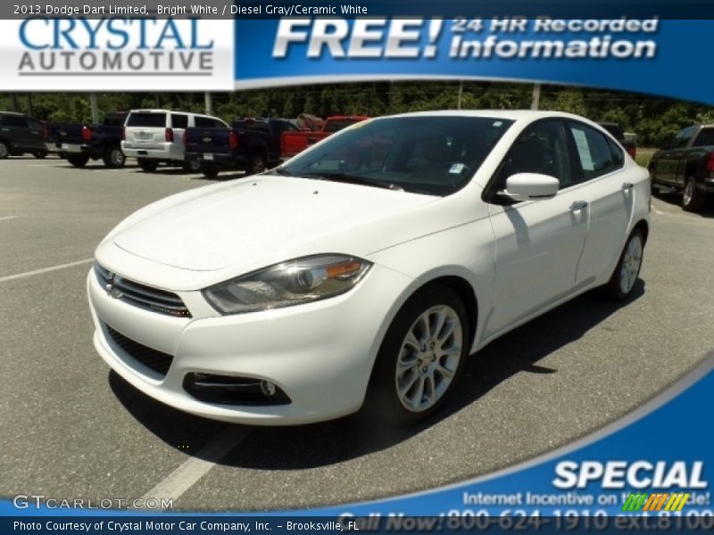 Bright White / Diesel Gray/Ceramic White 2013 Dodge Dart Limited