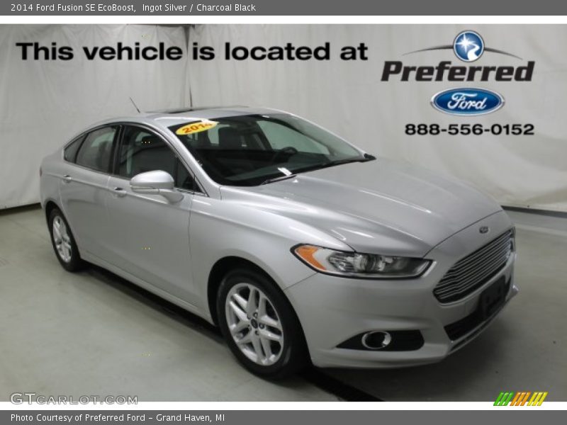 Ingot Silver / Charcoal Black 2014 Ford Fusion SE EcoBoost
