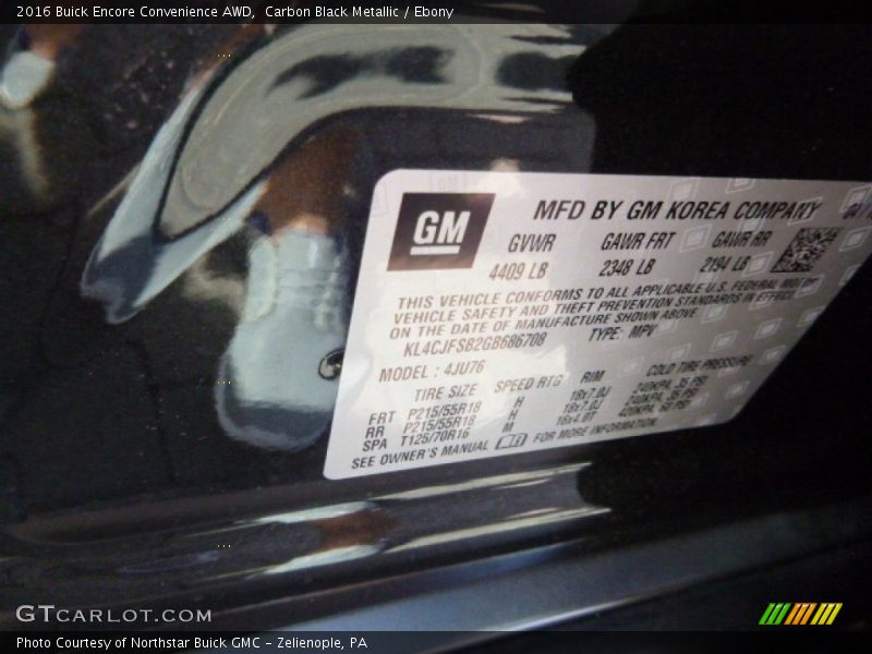 Carbon Black Metallic / Ebony 2016 Buick Encore Convenience AWD