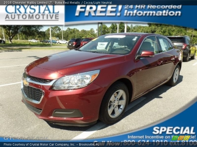 Butte Red Metallic / Cocoa/Light Neutral 2016 Chevrolet Malibu Limited LT