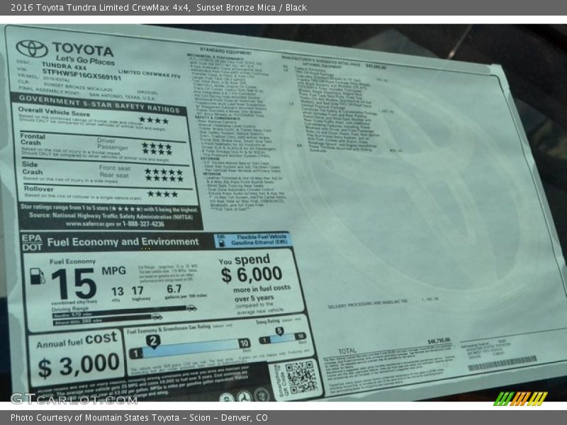 Sunset Bronze Mica / Black 2016 Toyota Tundra Limited CrewMax 4x4