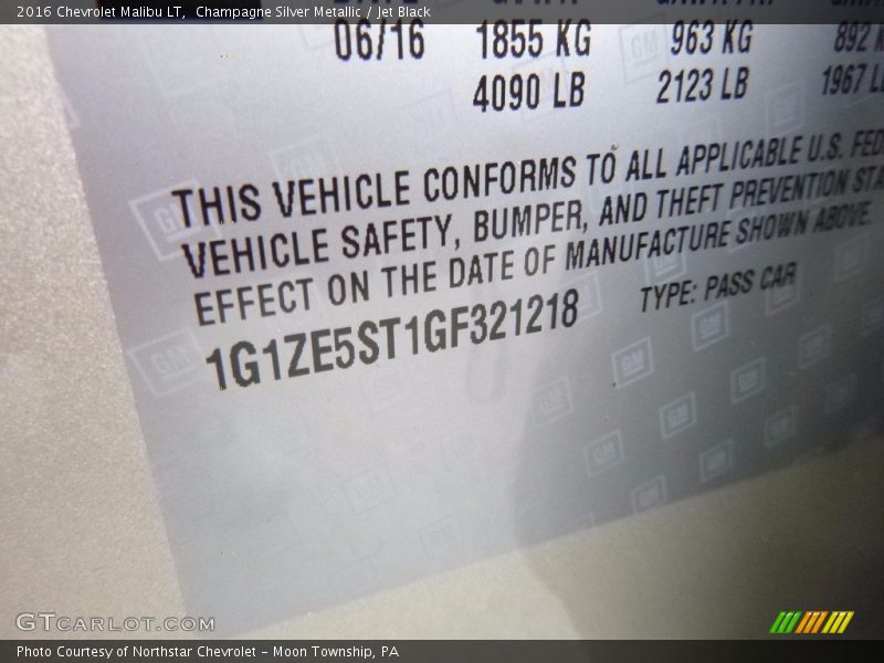 Champagne Silver Metallic / Jet Black 2016 Chevrolet Malibu LT