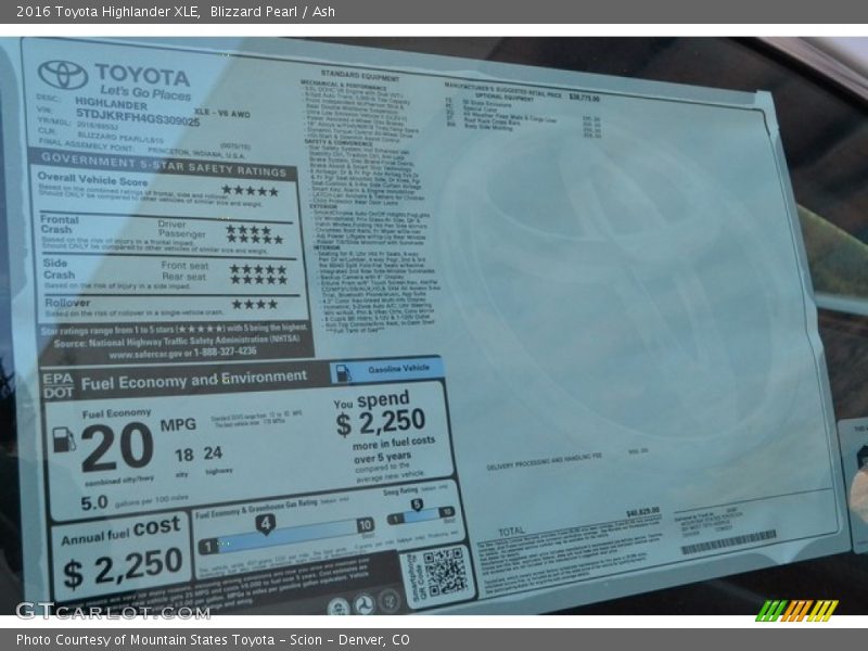 Blizzard Pearl / Ash 2016 Toyota Highlander XLE