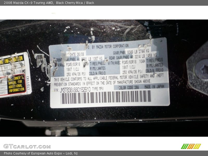 Black Cherry Mica / Black 2008 Mazda CX-9 Touring AWD