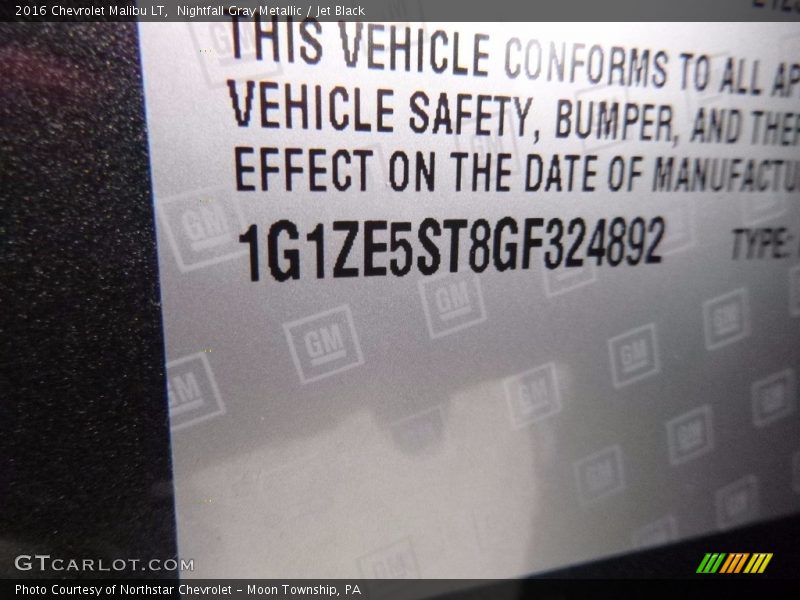Nightfall Gray Metallic / Jet Black 2016 Chevrolet Malibu LT