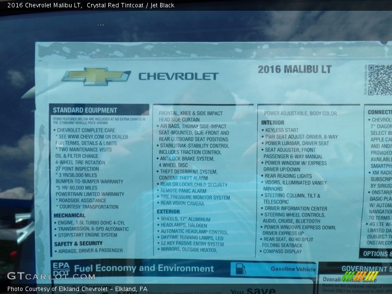 Crystal Red Tintcoat / Jet Black 2016 Chevrolet Malibu LT