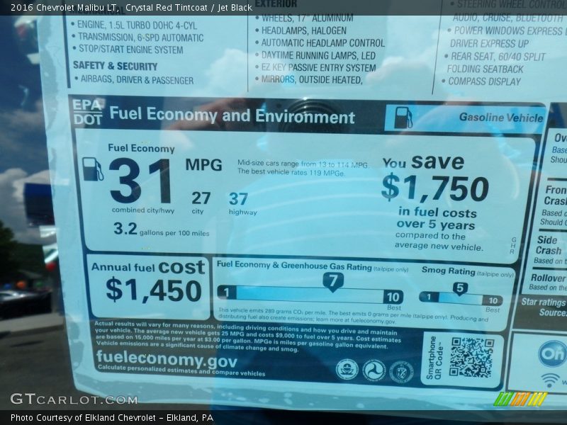 Crystal Red Tintcoat / Jet Black 2016 Chevrolet Malibu LT