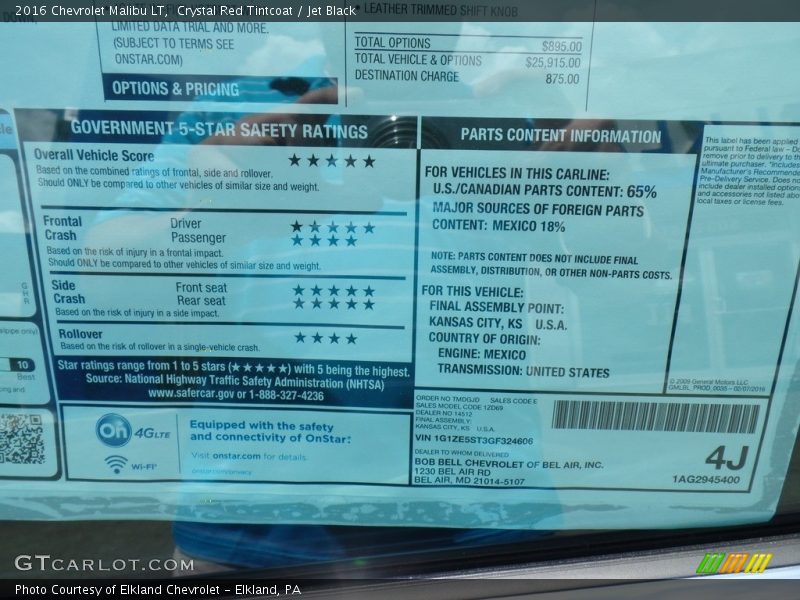 Crystal Red Tintcoat / Jet Black 2016 Chevrolet Malibu LT