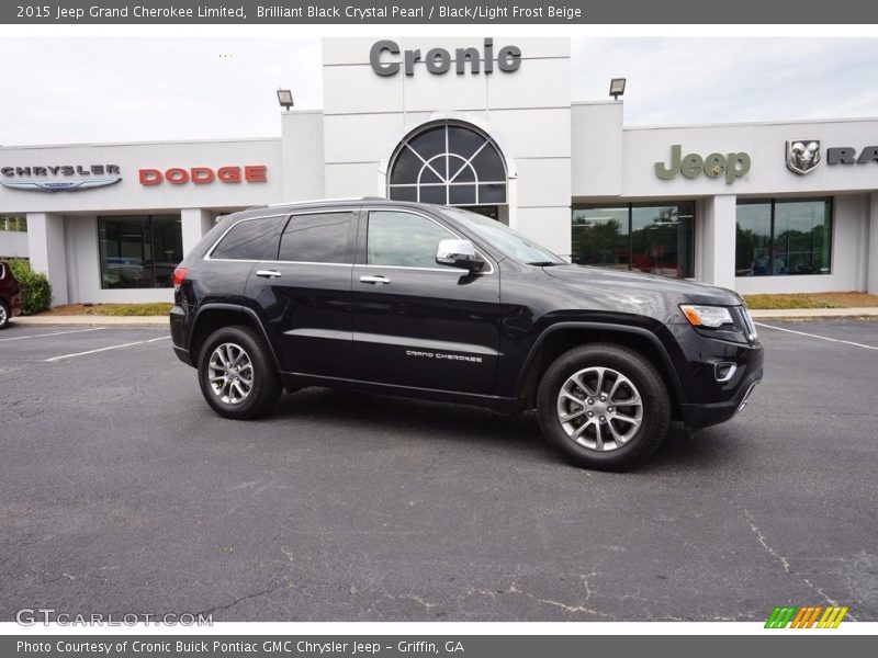 Brilliant Black Crystal Pearl / Black/Light Frost Beige 2015 Jeep Grand Cherokee Limited