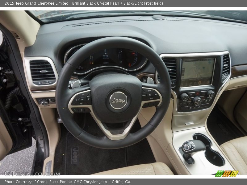 Brilliant Black Crystal Pearl / Black/Light Frost Beige 2015 Jeep Grand Cherokee Limited
