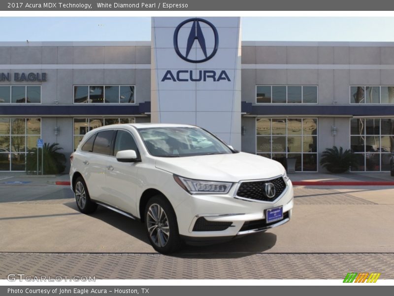 White Diamond Pearl / Espresso 2017 Acura MDX Technology
