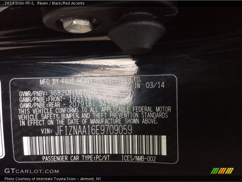 Raven / Black/Red Accents 2014 Scion FR-S