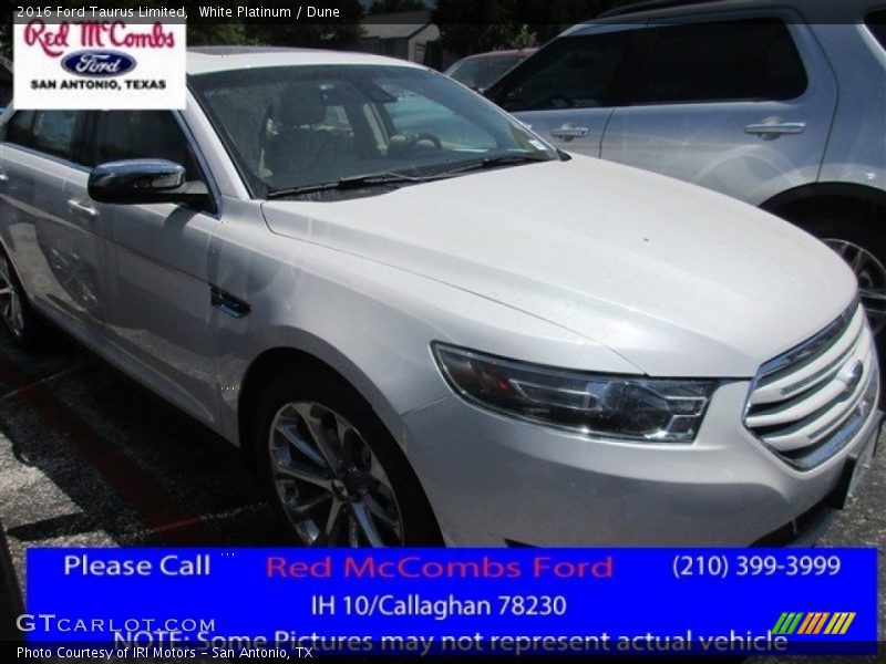 White Platinum / Dune 2016 Ford Taurus Limited